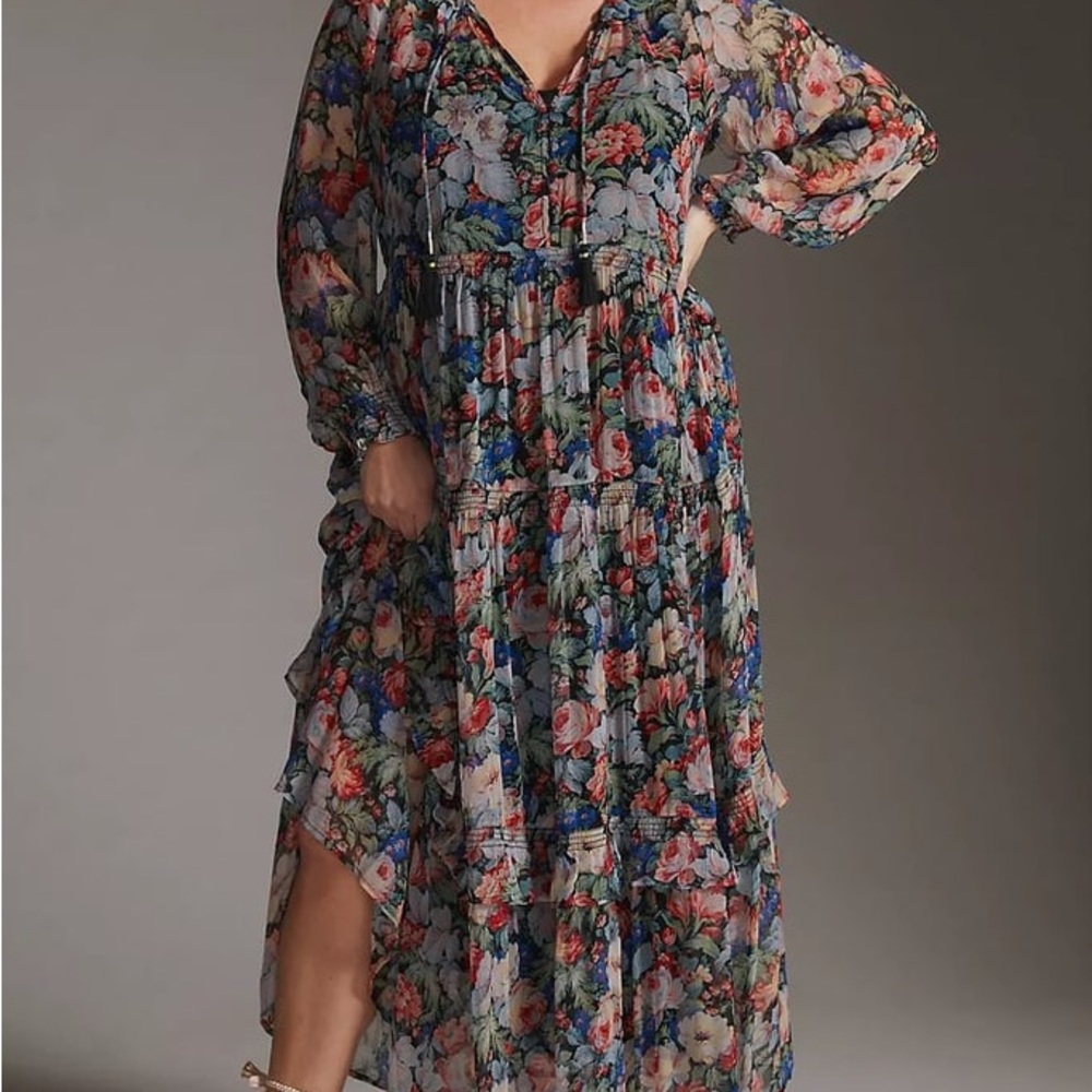 ANTHROPOLOGIE The Marais Printed Chiffon Maxi Dress